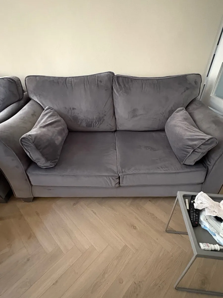 2x couch for sale (with poof and side table) - Image 1