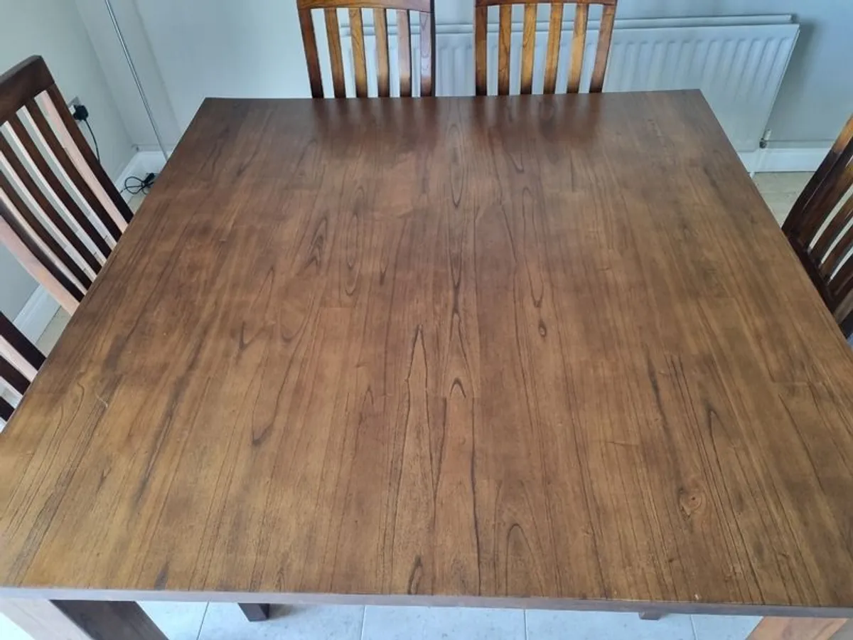Large Square Solid Wood Dining table and 8 Chairs - Image 2