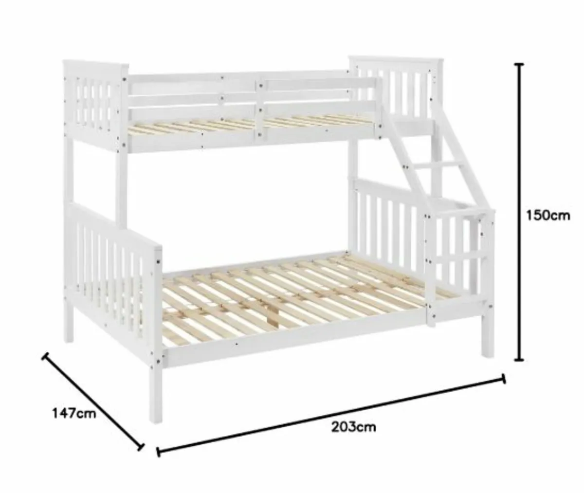 Triple Bunk Bed - Wood - White - Image 4
