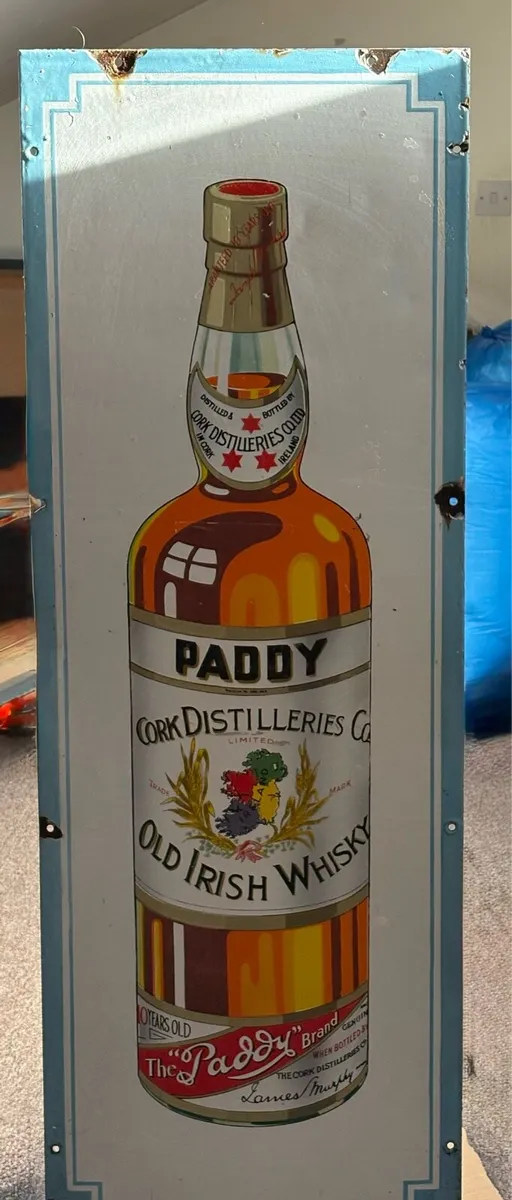 Vintage enamel Paddy Wiskey sign