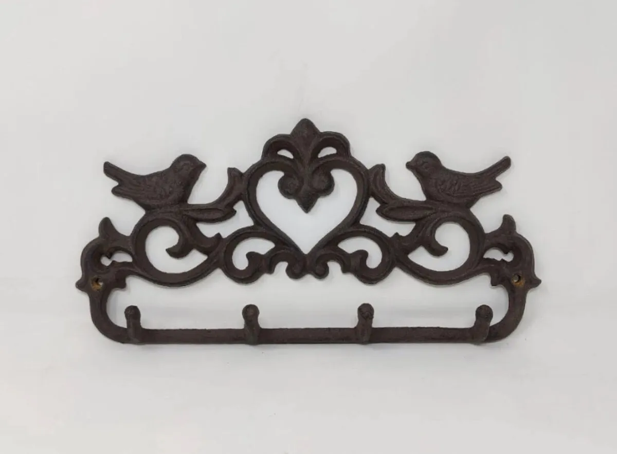 Love Birds 4 Hooks Coat Hanger Cast Iron - Image 2