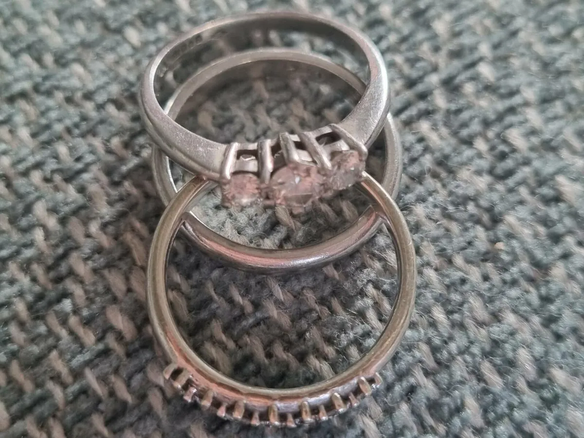 Plat diamond ring, wedd band & WG Eternity - Image 3