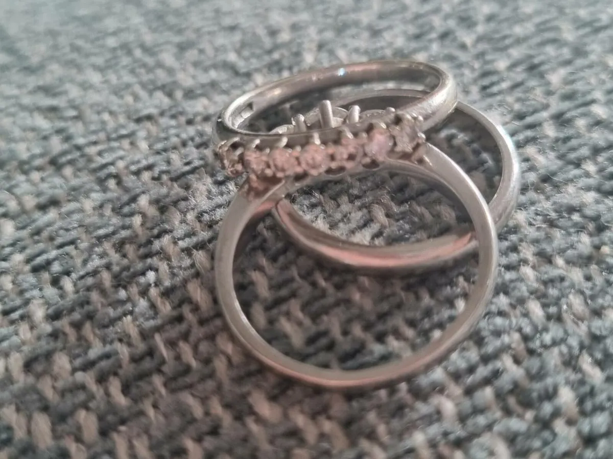 Plat diamond ring, wedd band & WG Eternity - Image 4