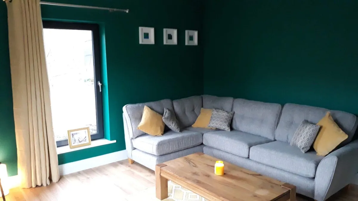 Right sided L shaped couch and foot stool - Image 2