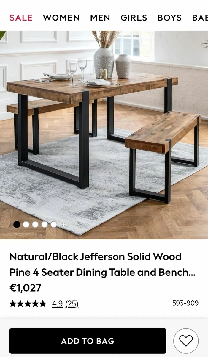 Dining table and bench set - Image 1