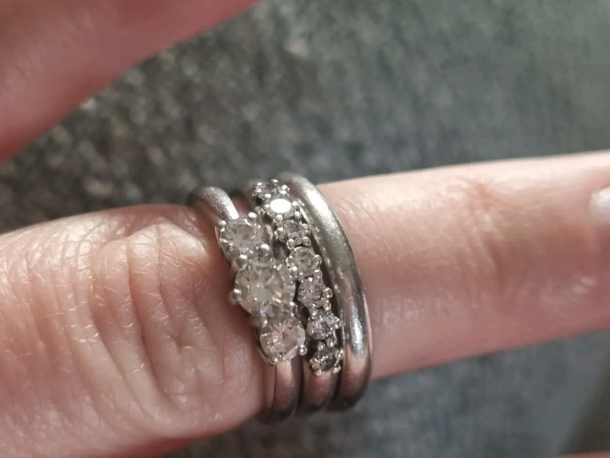 Plat diamond ring, wedd band & WG Eternity - Image 1