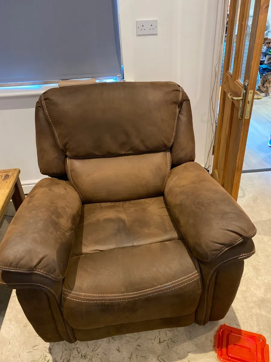 Recliner arm chair soft suede leather