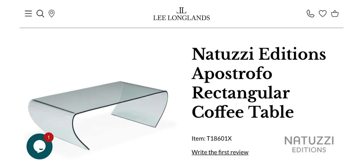 Natuzzi Apostrofo Italian coffee table brand new - Image 3
