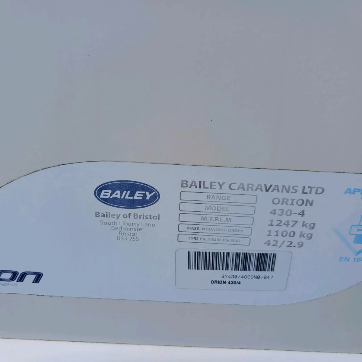 2012 Bailey Orion 440/4 Caravan - Image 3