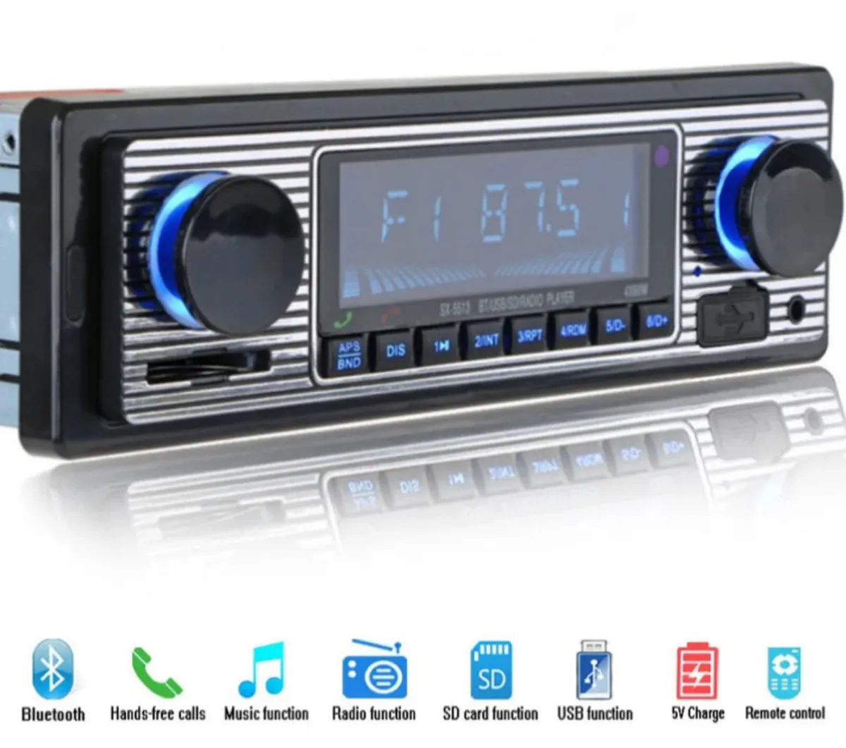 Retro Style Bluetooth Car Radio MP3 NEW - Image 1