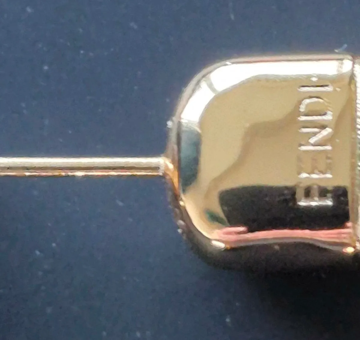 "FENDI" Signature "F" Earrings - Gold Plated - Image 4