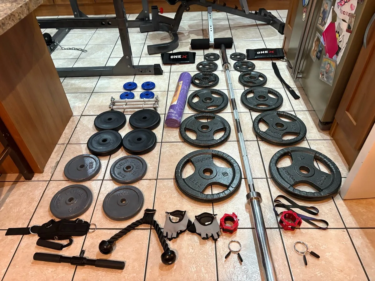 HEAVY PROFESSIONAL GYM WEIGHTLIFTING COMPLETE SET! - Image 2