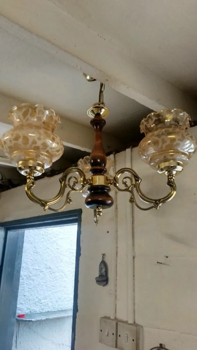 Vintage 3 arm ceiling light - Image 2