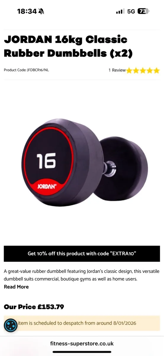 JORDAN AND FIT QUALITY DUMBBELLS 16KG + 9KG! - Image 2