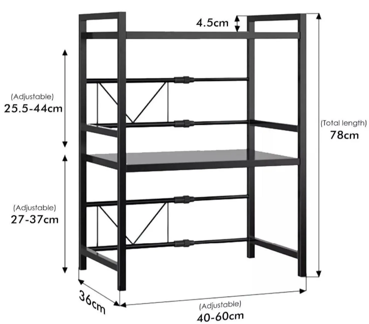 3 Tier Adjustable Microwave Rack Stand Storage NEW - Image 2