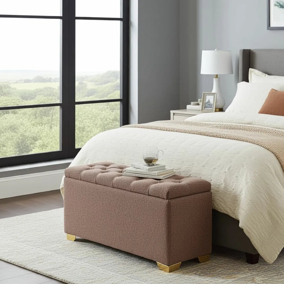 Boucle ottoman with storage - Image 1