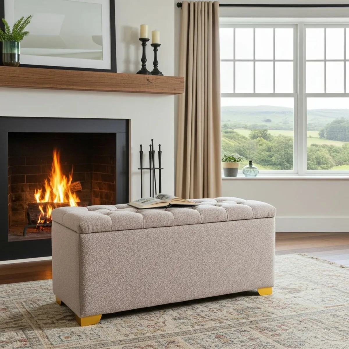 Boucle ottoman with storage - Image 2