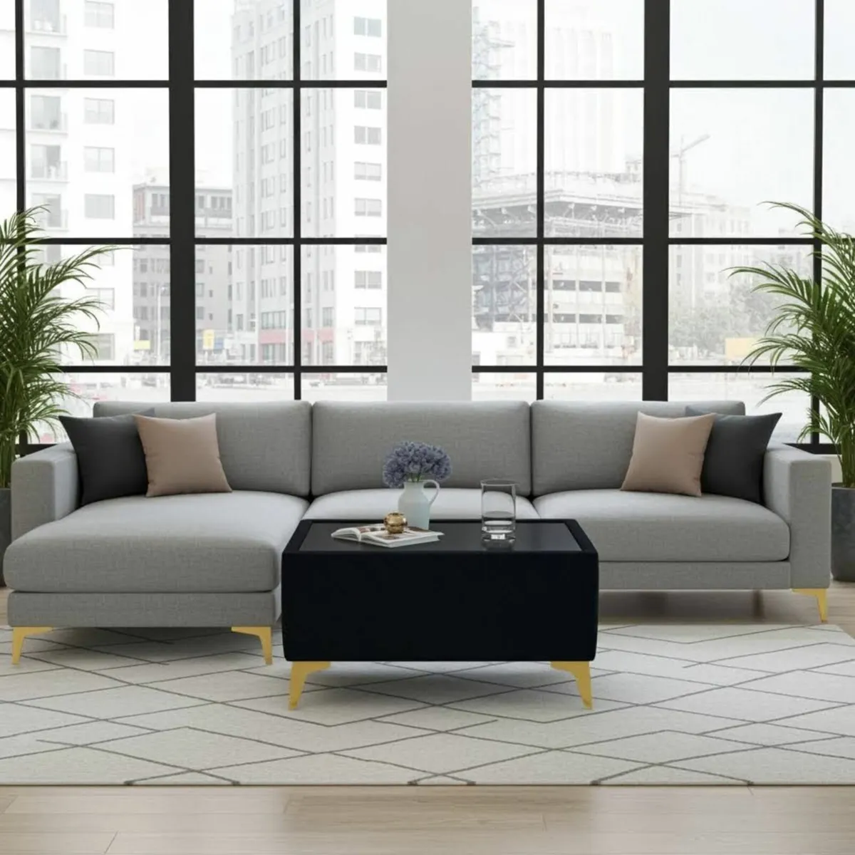 Designer velvet coffee table - Image 4