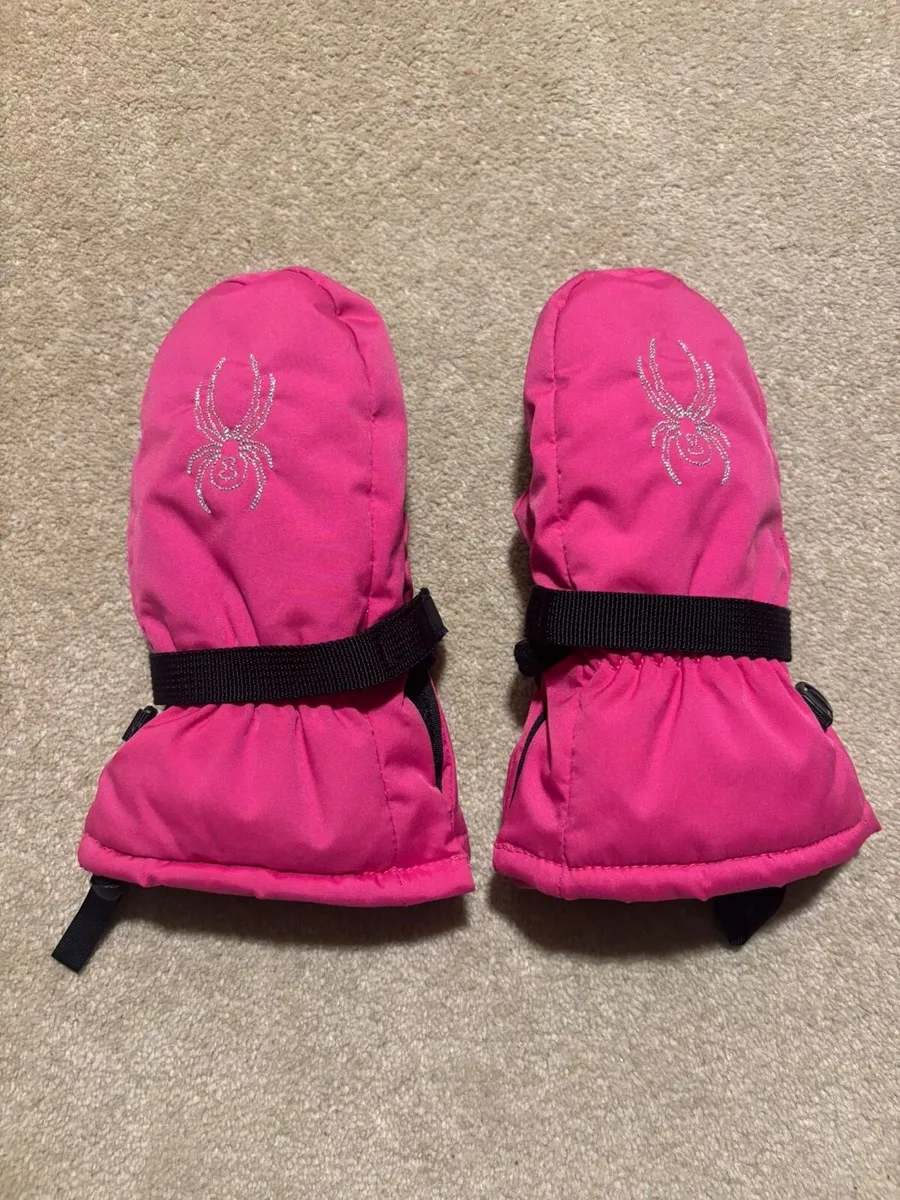 Girls pink Spyder ski mittens - Image 1