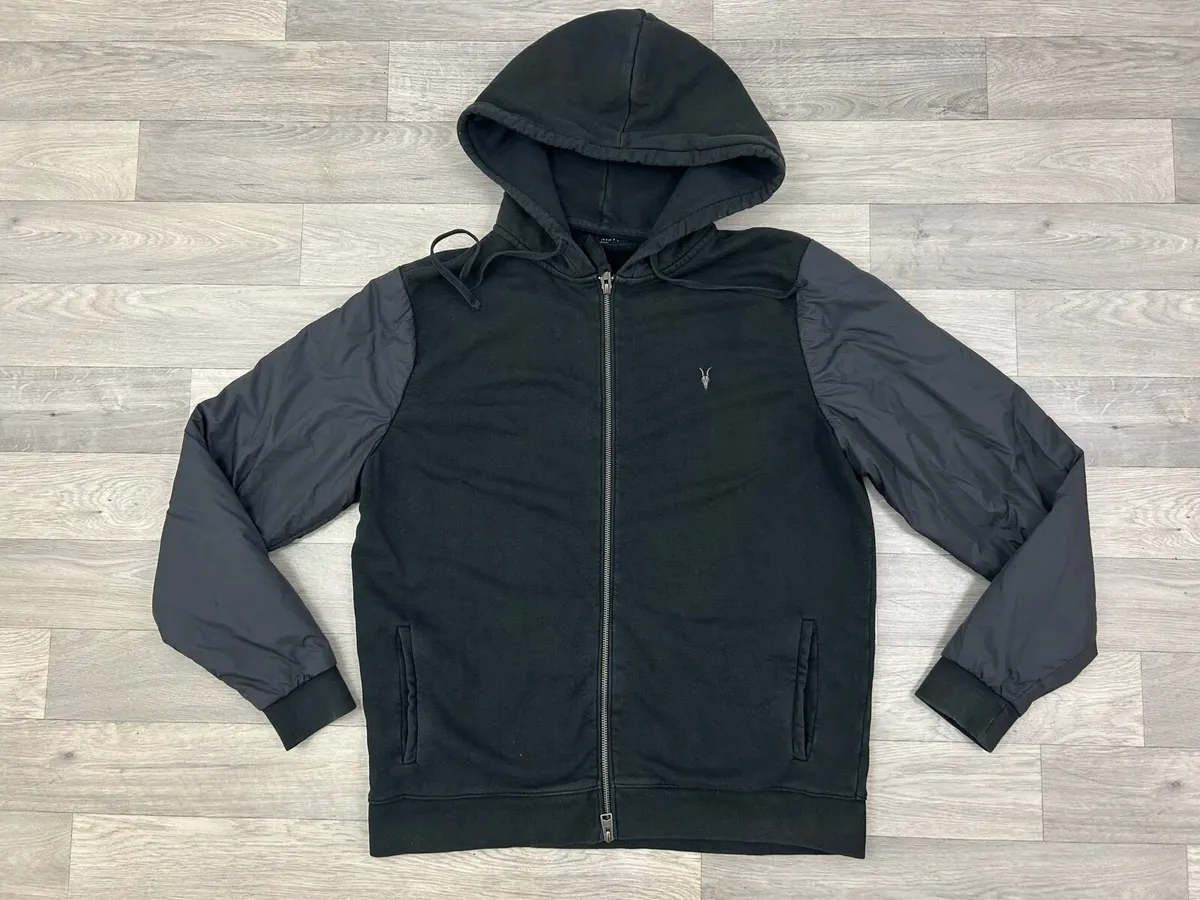 All Saints Full Zip Hooded Jacket Mens M/L - Image 1