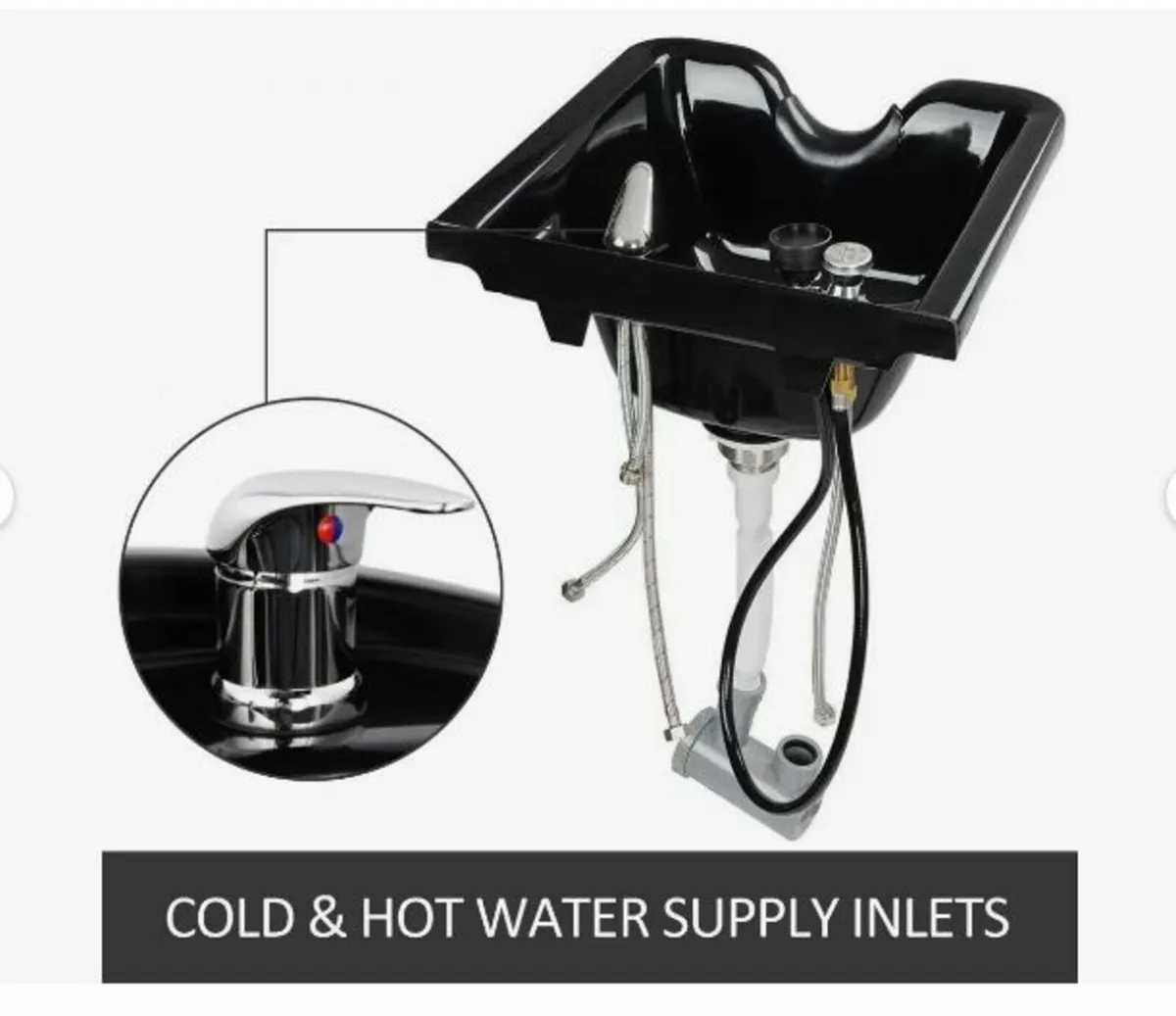 Shampoo Bowl Black ABS Plastic Salon and Spa Hair - Image 3