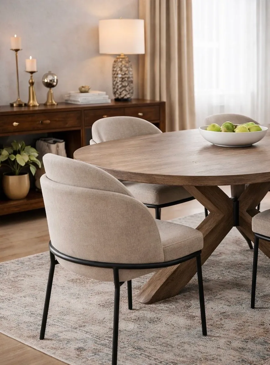 200cm Oak Oval Large Smoked Oak Dining Table, New - Image 2