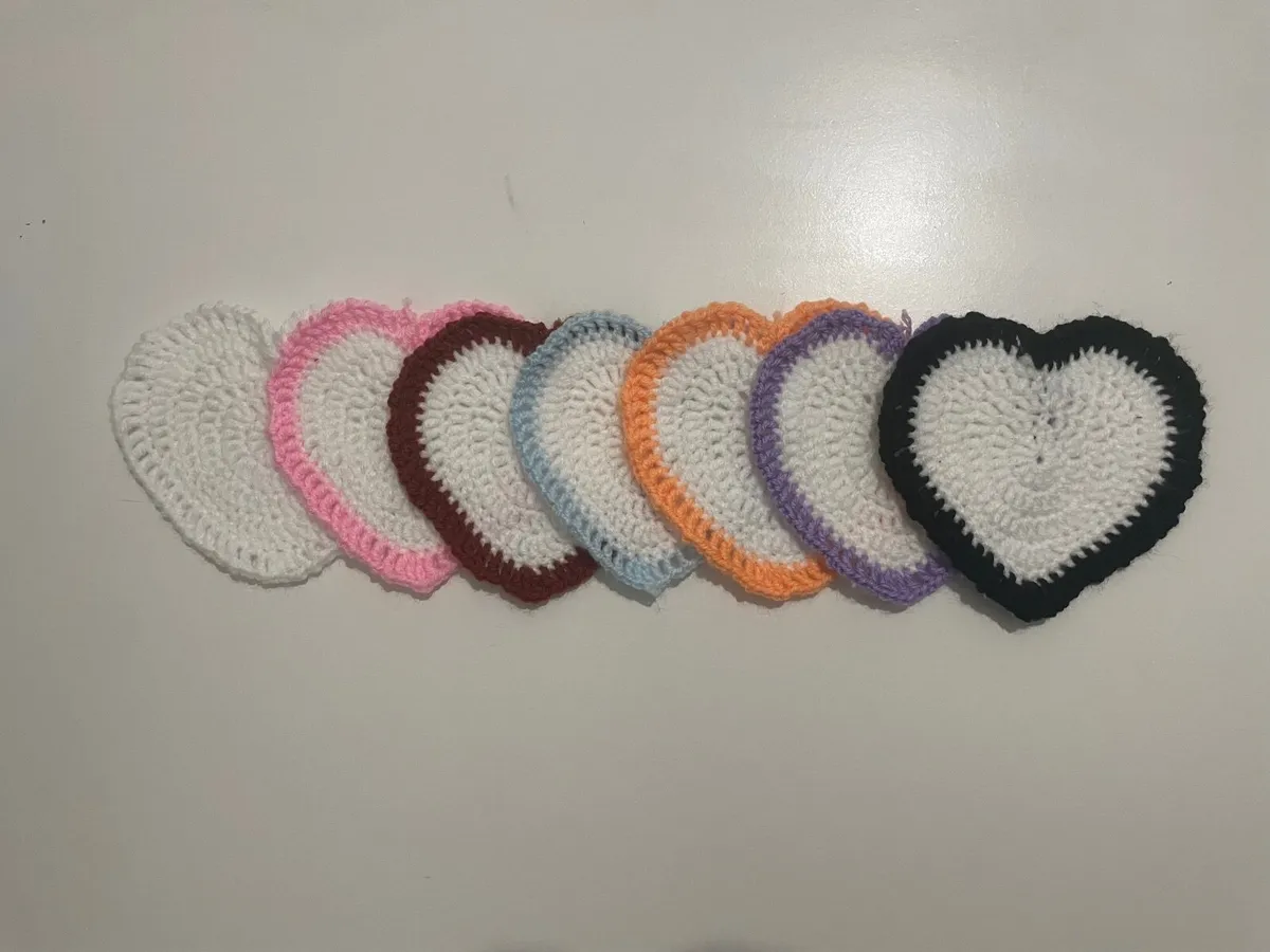 Handmade Crochet Heart Coasters(Set of 6)Valentine