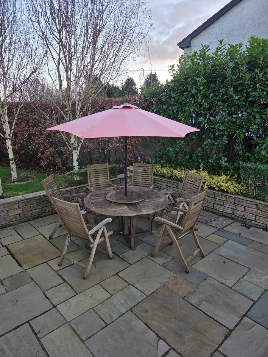 Outdoor Table, Chairs & Parasol - Image 1