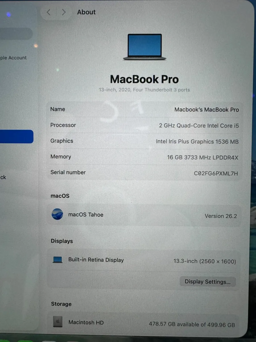 MacBook Pro 13" 2020 i5 | 16GB | 512GB - Image 2