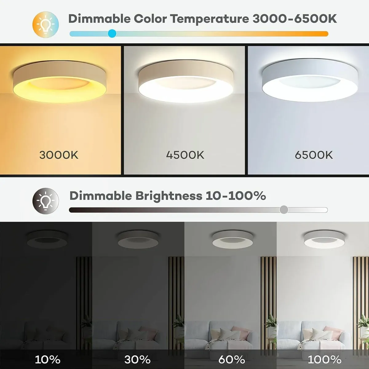 LED Ceiling Light Dimmable with Remote Control - Image 2