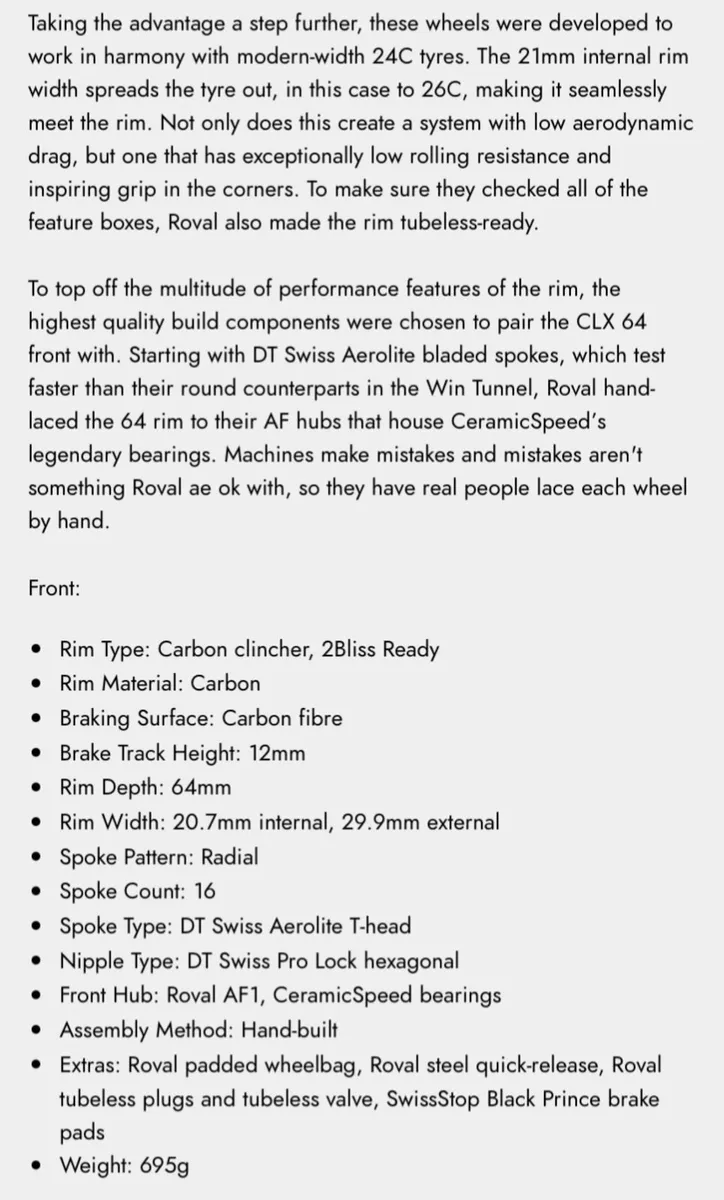 Roval clx64 rapide rim brake wheelset - Image 3