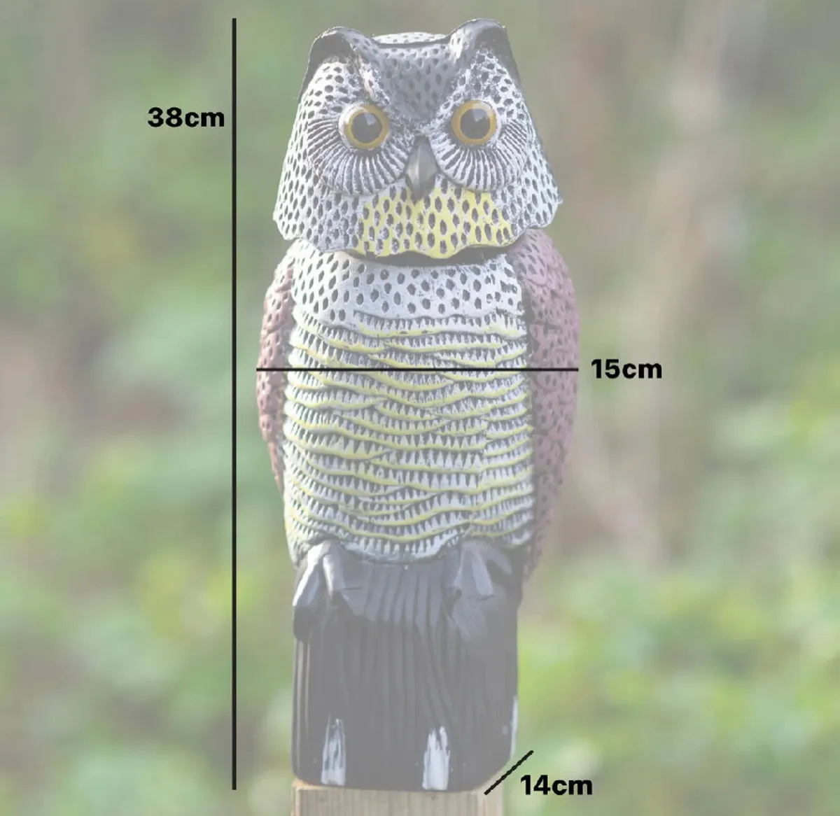 Owl Decoy With Rotating Head Scarecrow Deterrent - Image 2
