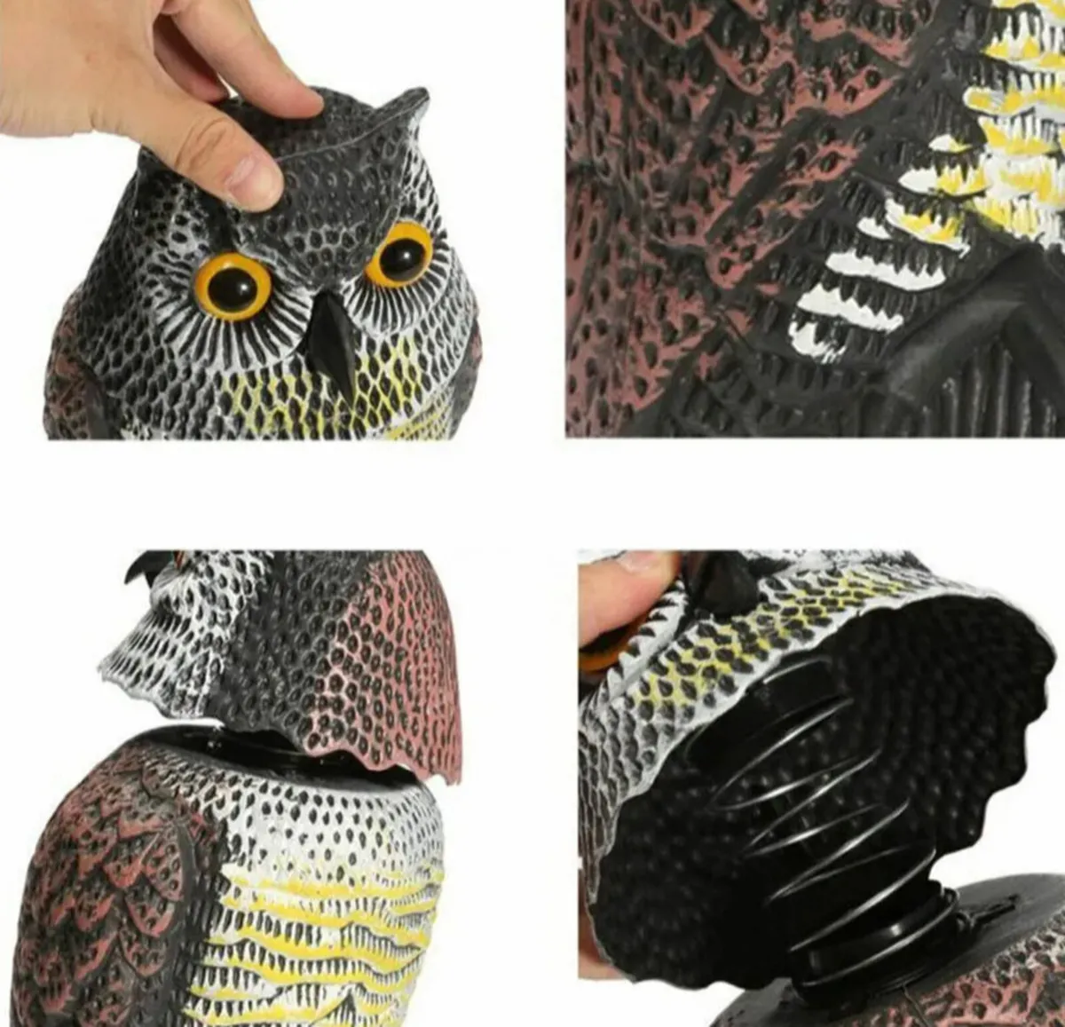 Owl Decoy With Rotating Head Scarecrow Deterrent - Image 3