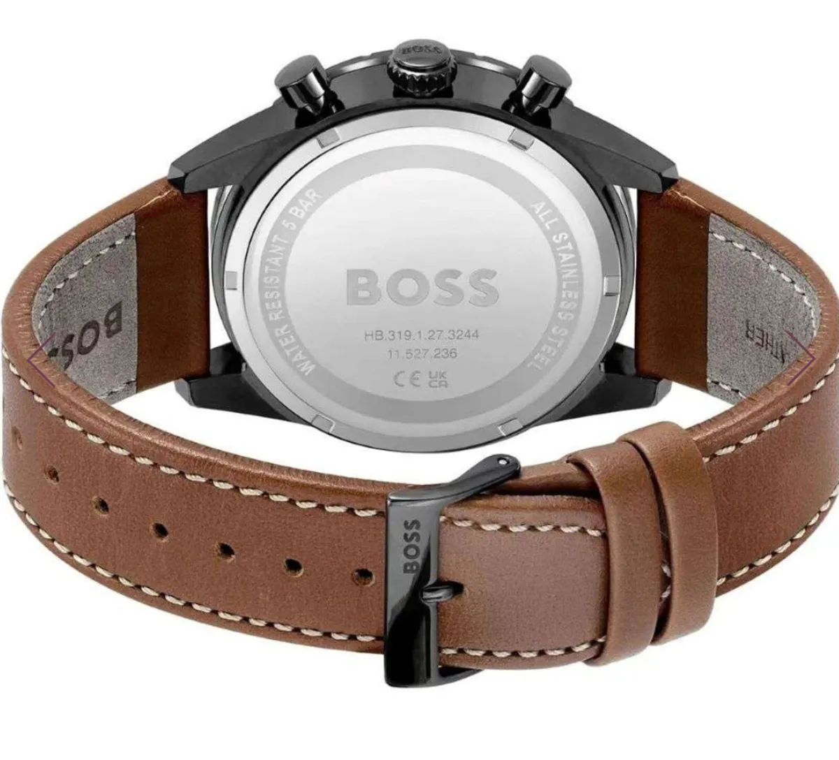 Hugo boss chronograph watch brown leather strap - Image 2