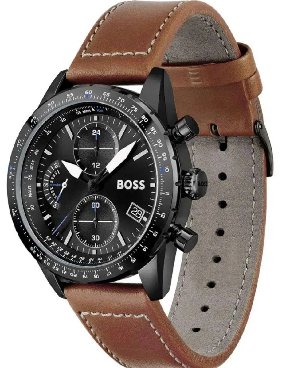 Hugo boss chronograph watch brown leather strap - Image 3
