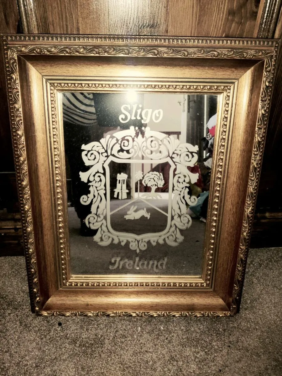 HUGE FROSTED SLIGO GOLD GILTED, Oak Wall Mirror ! - Image 1