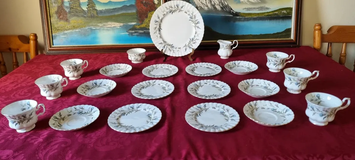 21 Pc. Royal Albert Brigadoon Bone China Tea Set - Image 4