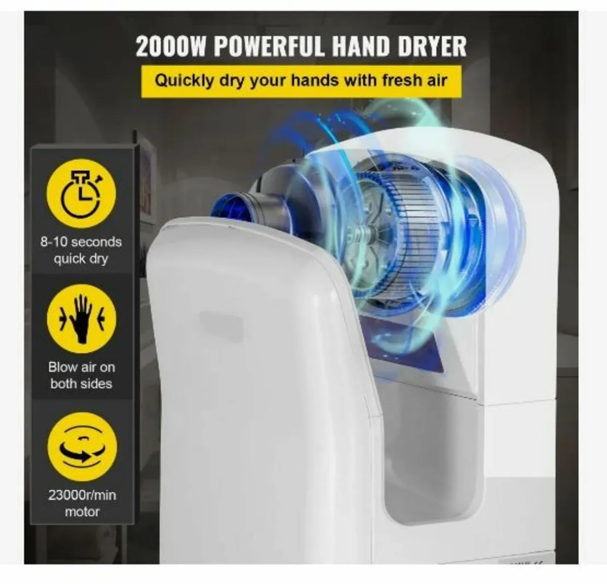 Jet Hand Dryer, Premium Electric Commercial Blade - Image 2