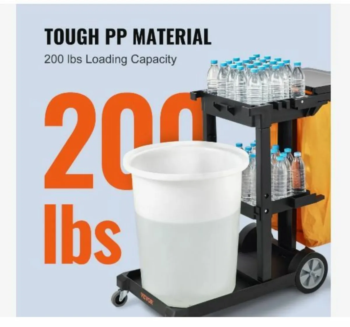 Cleaning Cart, 3-Shelf Commercial Janitorial Cart - Image 4