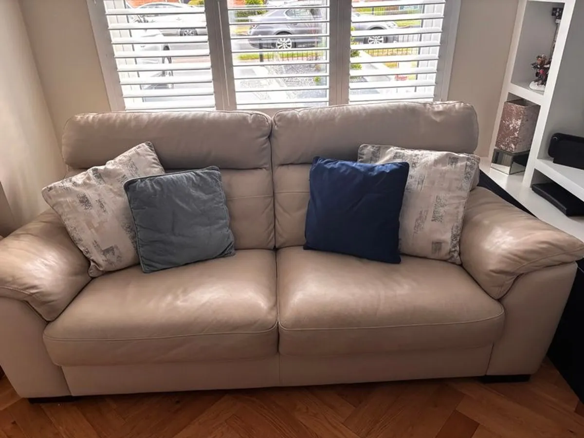 2 Leather Sofas plus footstool - Image 1