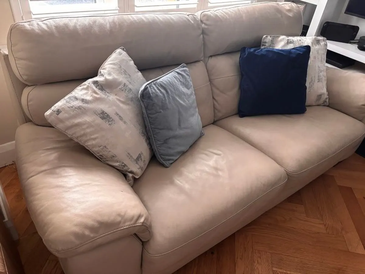2 Leather Sofas plus footstool - Image 2