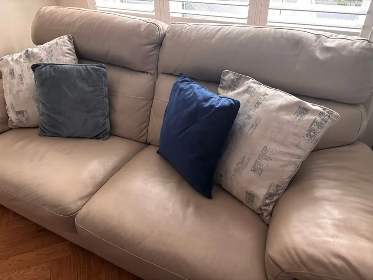 2 Leather Sofas plus footstool - Image 3