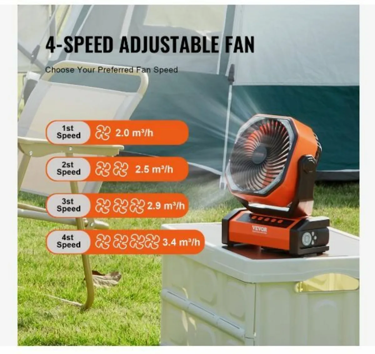 Portable Fan Rechargeable 228.6mm - Image 4