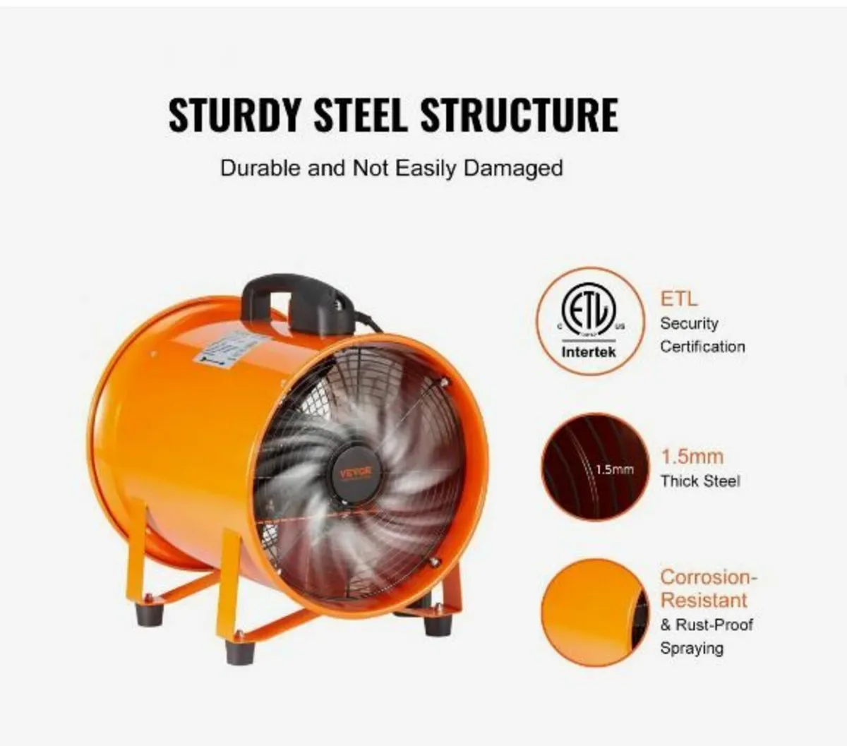 Portable Ventilator, 254mm Heavy Duty Cylinder - Image 4