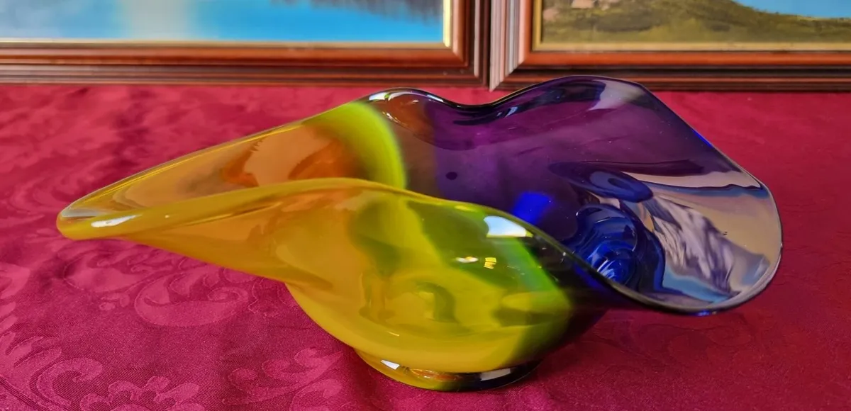 2 Pc. Murano Style Cobalt Blue & Yellow Collection - Image 3