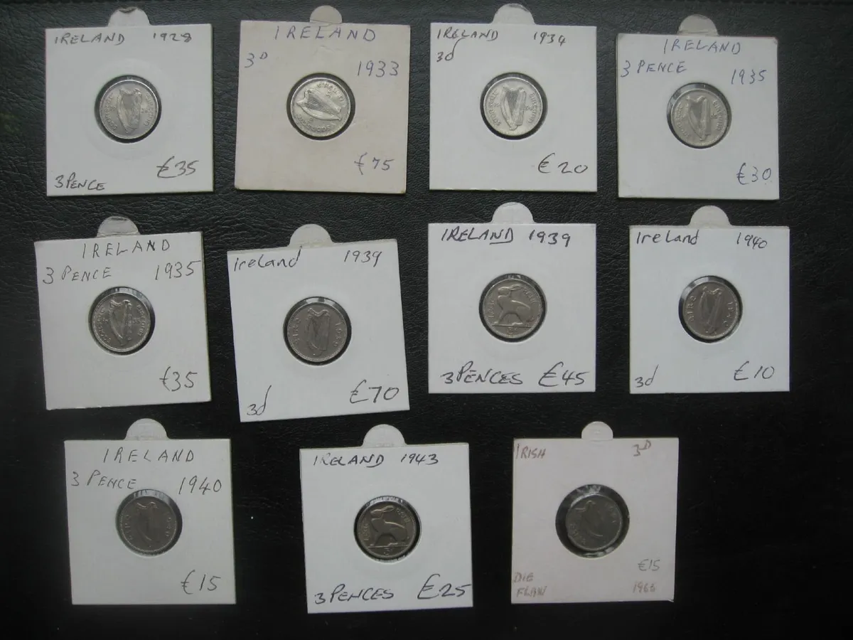 Irish 3d Three Pence Coins - Various Prices - Image 1