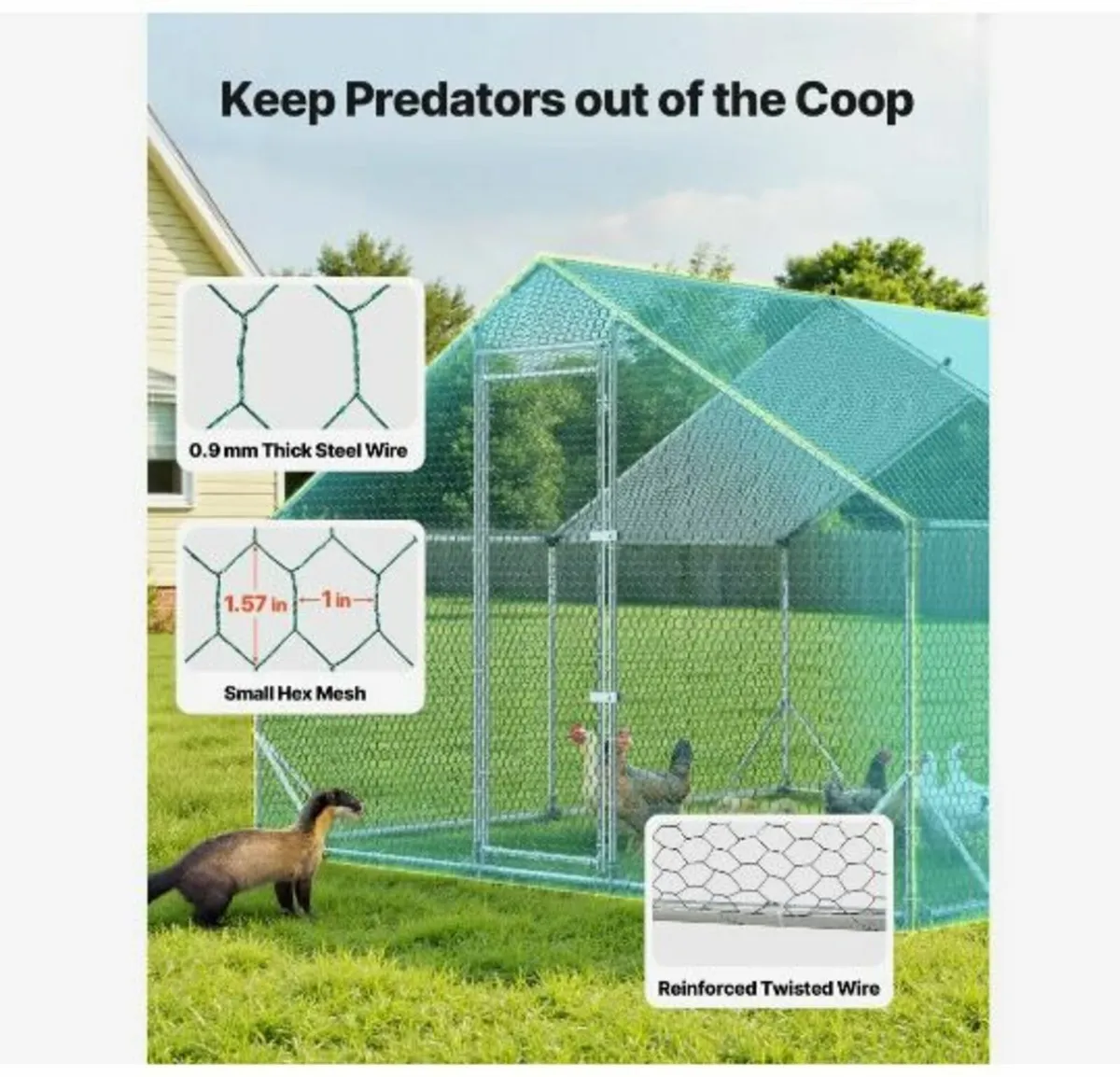 Large Metal Chicken Coop, 3 x 3 x 2 m - Image 4