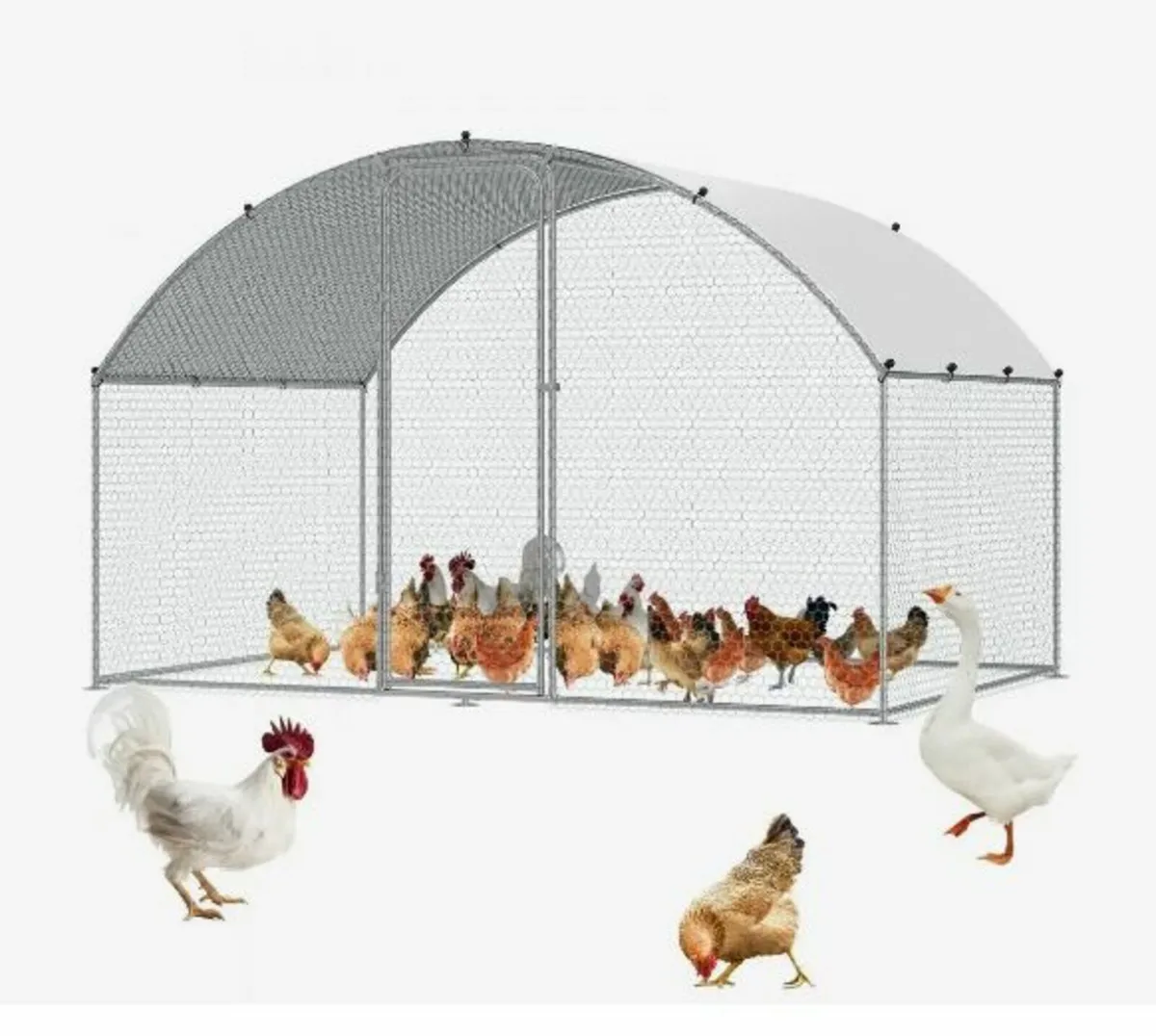 Chicken Coop, 3x1.97x1.99 m Walk-in Large Metal - Image 1