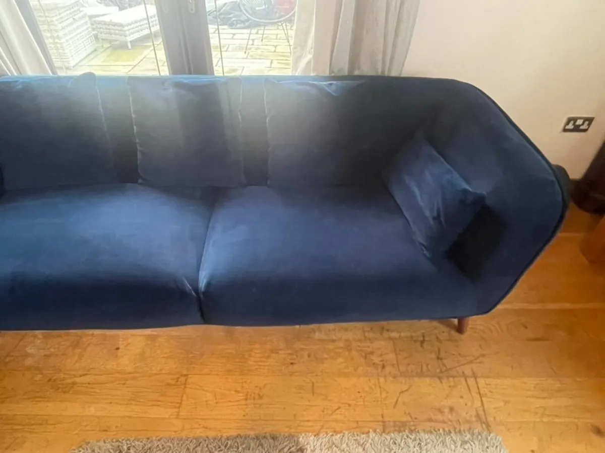 Large Blue Velvet LHF Corner Chaise - Image 2