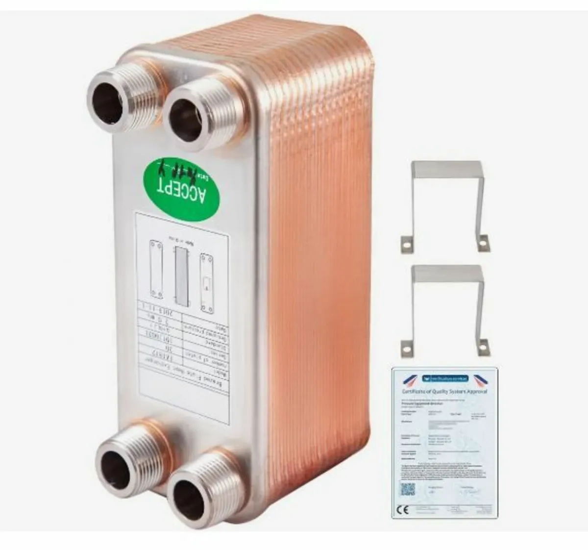 Heat Exchanger 3/4” MNPT Ports Brazed - Image 1